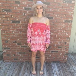 Billabong off the shoulder red midi ! Medium